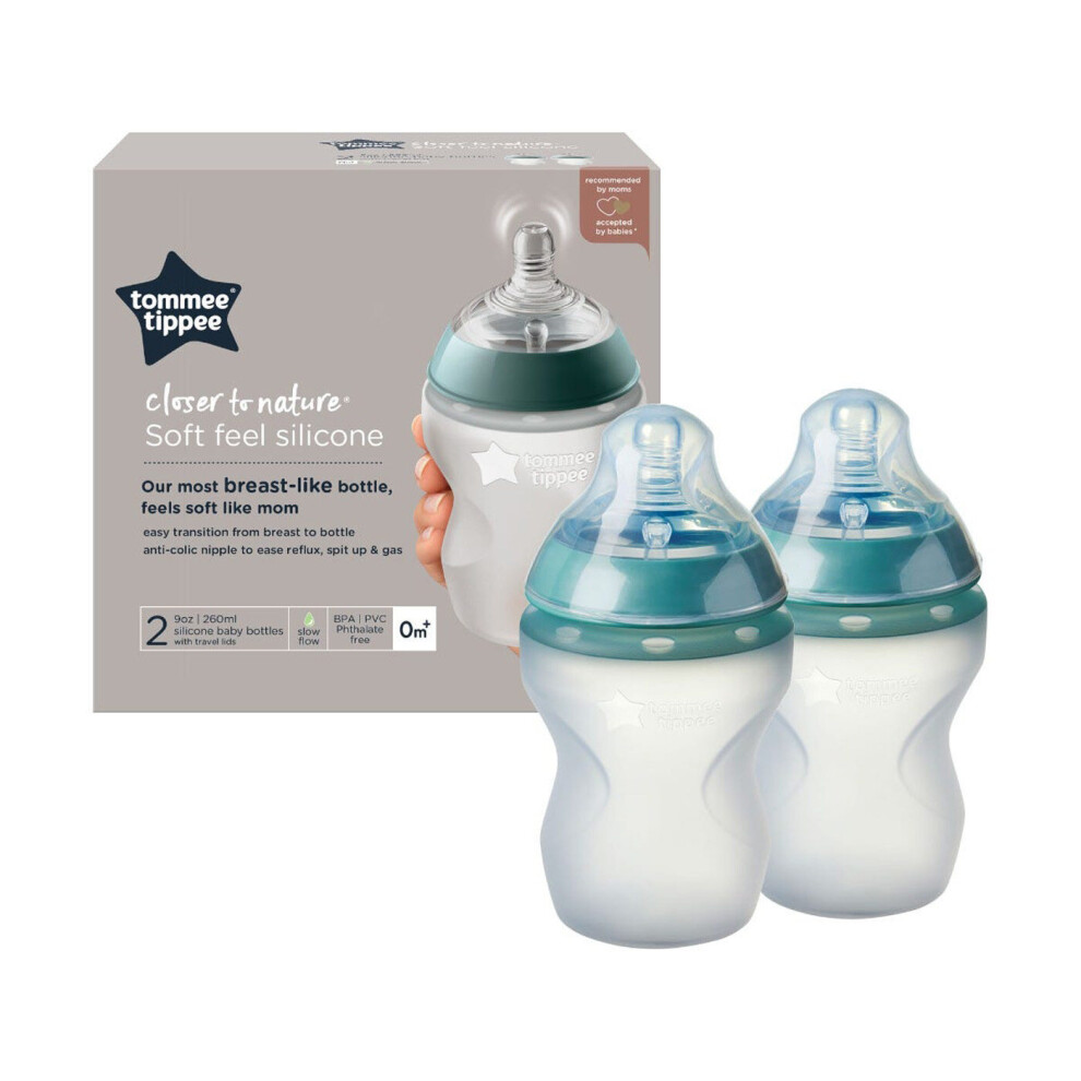 Tommee Tippee Baby Bottles 260ml Anti-colic Soft Feel Wide Neck Pack of 2