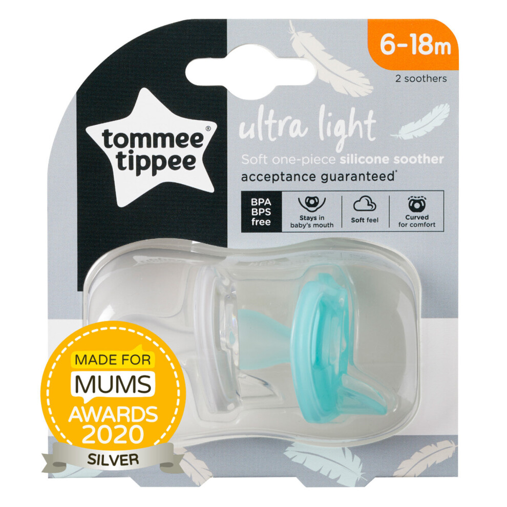 Tommee Tippee Silicone Soother Ultra-Light Orthodontic Design 6-18m Pack of 2