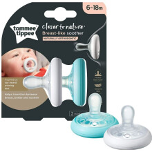 Tommee Tippee Silicone Soother Breast-Like Skin-Like Texture 6-18m Pack of 2