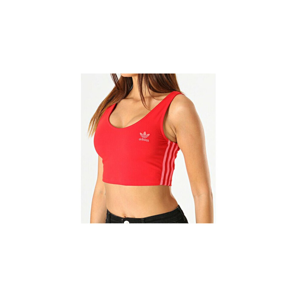 (12) Women's adidas Originals Crop Tank Top Scarlet Red
