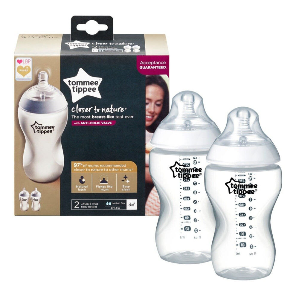 Bottles 340Ml Baby Anti-Colic Breast-Like Teat Pack Of 2 Tommee Tippee
