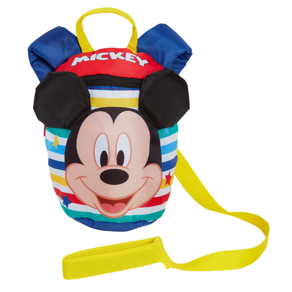 (One Size) Mickey Mouse Backpack With Reins Disney Detachable Safety Harness Nursery Bag