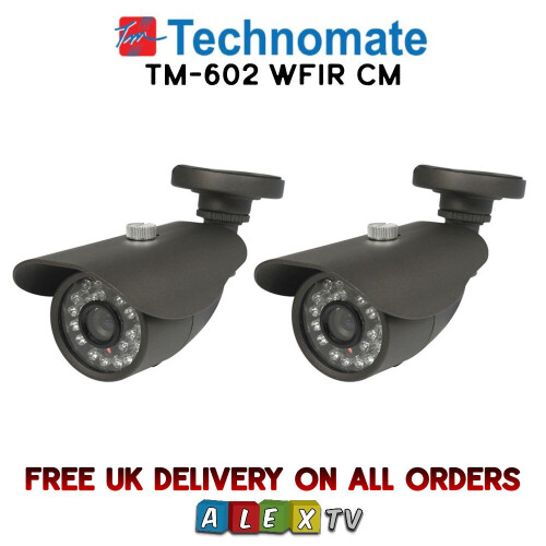 2 x Technomate Weatherproof CCTV Security TVline Camera TM-602 WFIR CM