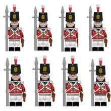 (British Fusilier-A) 8PCS Minifigures Military Building Blocks British Line Infantry Green Jacket Highland Piper Military Games Sand Tables Collections