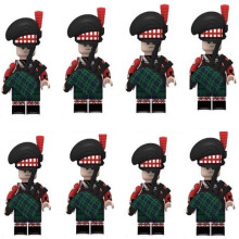 (Scottish Bagpiper) 8PCS Minifigures Military Building Blocks British Line Infantry Green Jacket Highland Piper Military Games Sand Tables Collections