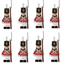 (British Fusilier-B) 8PCS Minifigures Military Building Blocks British Line Infantry Green Jacket Highland Piper Military Games Sand Tables Collections