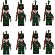 (Rifles) 8PCS Minifigures Military Building Blocks British Line Infantry Green Jacket Highland Piper Military Games Sand Tables Collections