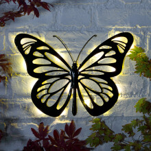 38cm Solar Power Metal Plaque Butterfly Light | Outdoor Garden Wall Decoration Novelty
