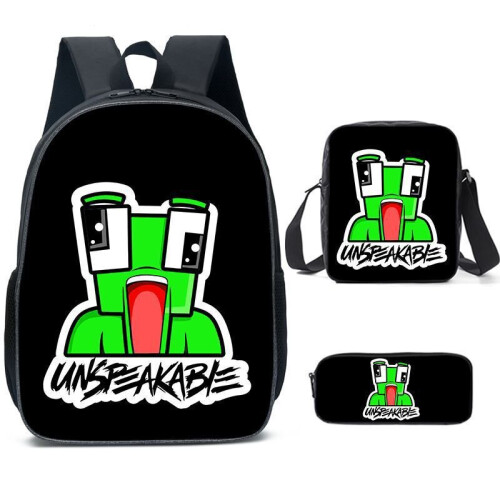 (Black) 3 PCS UNSPEAKABLE Backpack Kids School Bag Gift