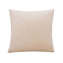 (Beige) 16" Velvet Plain Cushion Cover Pillow Case Zipper Solid Color Home Sofa Decor