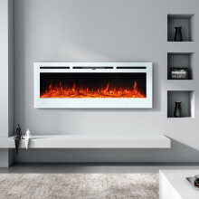(36 Inch White) Electric Fireplace 12 Colors Wall Inset Into Fire