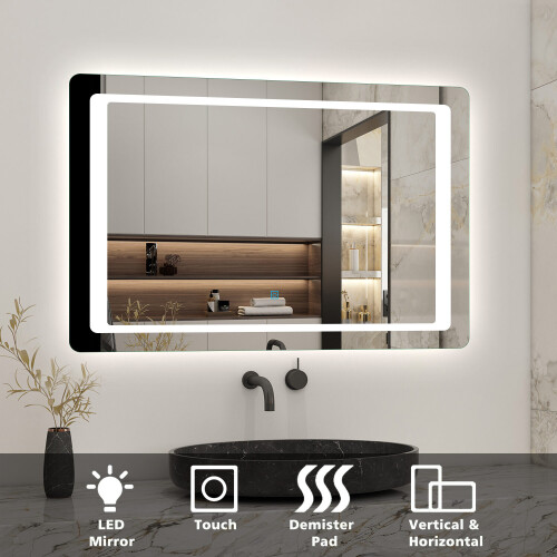 AICA (800x600) Aica Illuminated Bathroom LED Mirror Backlit Touch 2