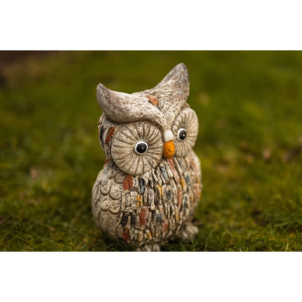 Owl Garden Ornament Owl Statue with Stone Effect Weatherproof Resin