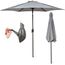 (Grey, 2.7M) SUNMER Garden Umbrella, Parasol with Tilt