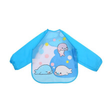 (Dolphin) Baby Feeding Bibs Waterproof Feeding Apron Toddler Weaning Long Sleeve Kids