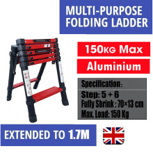 6+5Steps Multi-Purpose Aluminium A Frame Folding Telescopic Ladder