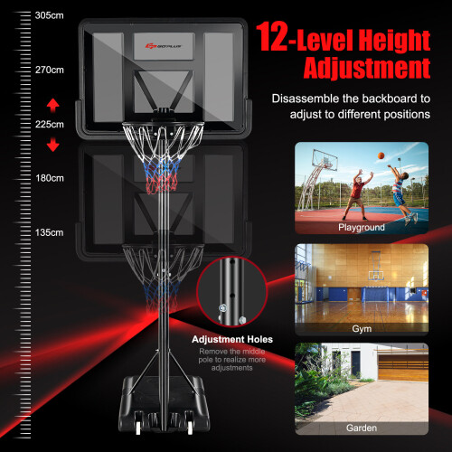 Gymax Basketball Stand System Shatterproof Backboard Adjustable Basketball Hoop 2