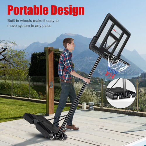 Gymax Basketball Stand System Shatterproof Backboard Adjustable Basketball Hoop 1