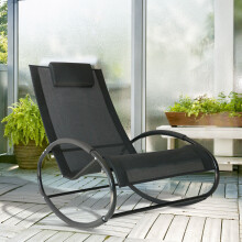 Black Luxury UV and Water Resist Orbital Rocking Chair Sun Lounger