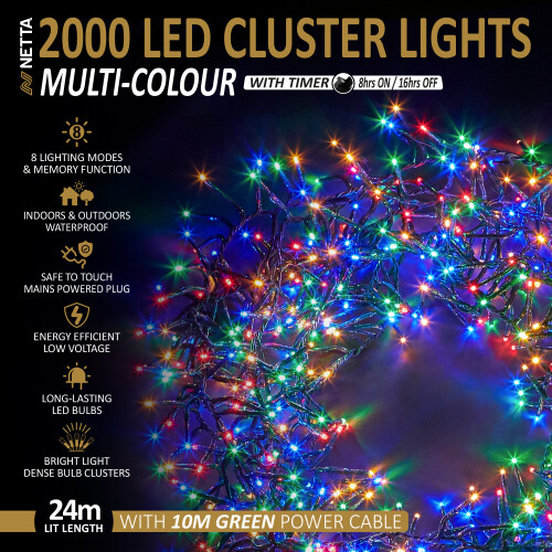 NETTA (2000 LED, Multi-Colour) NETTA Cluster Lights with 8 Light Modes 1