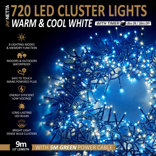 NETTA (720 LED, Warm and Cool ) NETTA Cluster Lights with 8 Light Modes 1