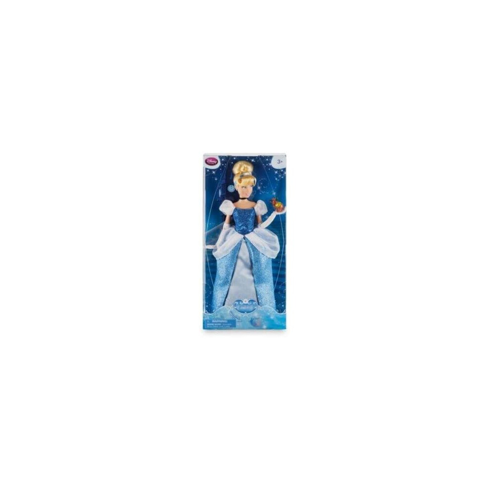 Disney Cinderella Classic Doll Wearing A Glittering Gown With A Blue/White