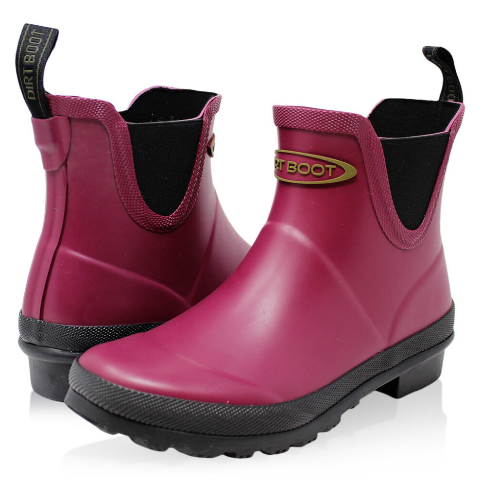 (4 UK EU37, Cherry) Dirt Boot Women`s Waterproof Equestrian Slip On Stable Muck Yard Chelsea Boots