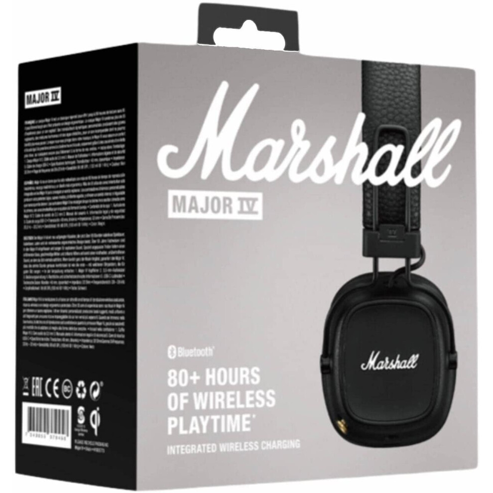 Marshall Major IV On-Ear Bluetooth Headphone, Black Black Standard