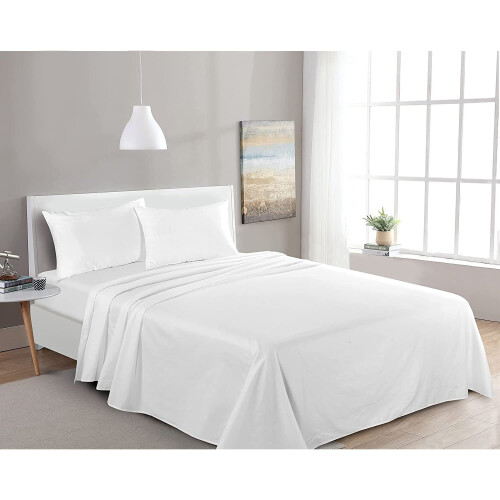 Imperial Rooms (King) Flat Sheet Bed Sheets White 100% Egyptian Cotton