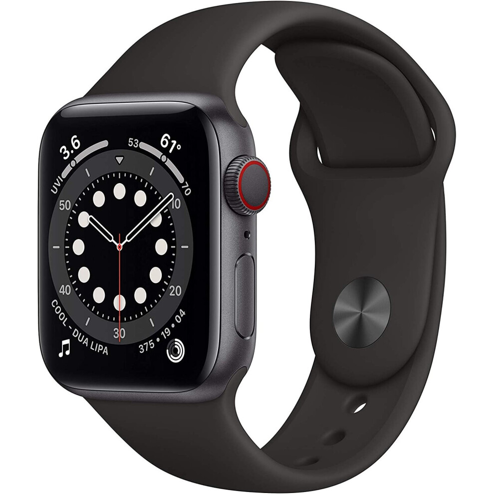 Apple Watch Series 6 (GPS + Cellular, 40mm) - Space Gray Aluminum Case with Black Sport Band