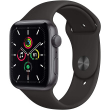 Apple Watch SE (GPS, 44mm) - Space Gray Aluminum Case with Black Sport Band GPS 44mm Space Gray Aluminum Case - Refurbished