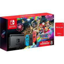 Nintendo Switch Joy-Con Neon Blue/Red Console Bundle: Mario Kart 8 Deluxe Full Game Download | 32 GB Internal Storage | 3 Months Nintendo .. - Refurbished