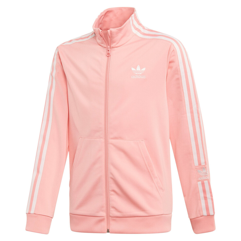 (13-14 years) adidas 'Originals' Lock Up Kid's Track Top - Pink/White