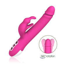 Silicone Multi Speed Rabbit Vibrator “Alvin” Peach