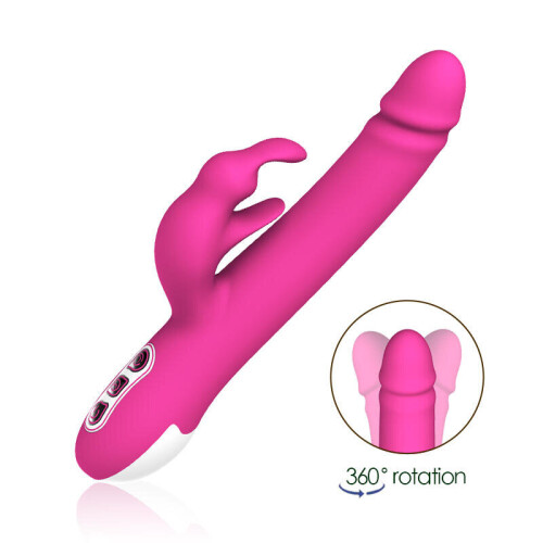 Silicone Multi Speed Rabbit Vibrator “Alvin” Peach