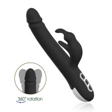 Silicone Multi Speed Rabbit Vibrator “Alvin” Black