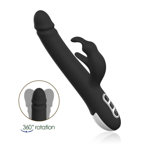 Silicone Multi Speed Rabbit Vibrator “Alvin” Black