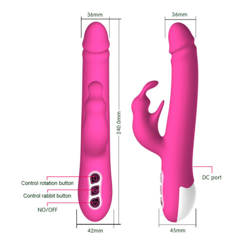Silicone Multi Speed Rabbit Vibrator “Alvin” Peach 2