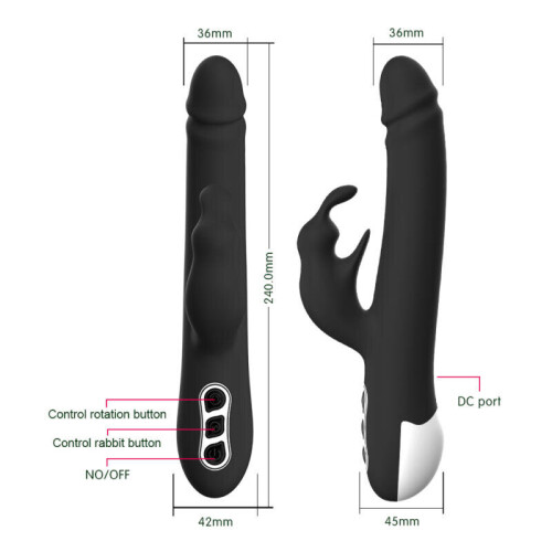 Silicone Multi Speed Rabbit Vibrator “Alvin” Black 1