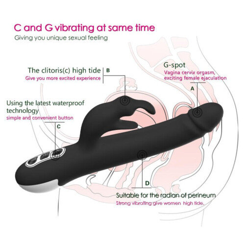 Silicone Multi Speed Rabbit Vibrator “Alvin” Black 2