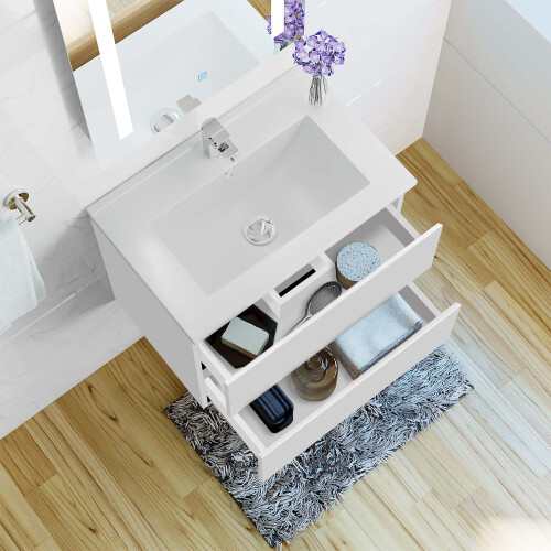 (White) Aica 500mm Wall Hung Vanity Units and Sink Basin 2