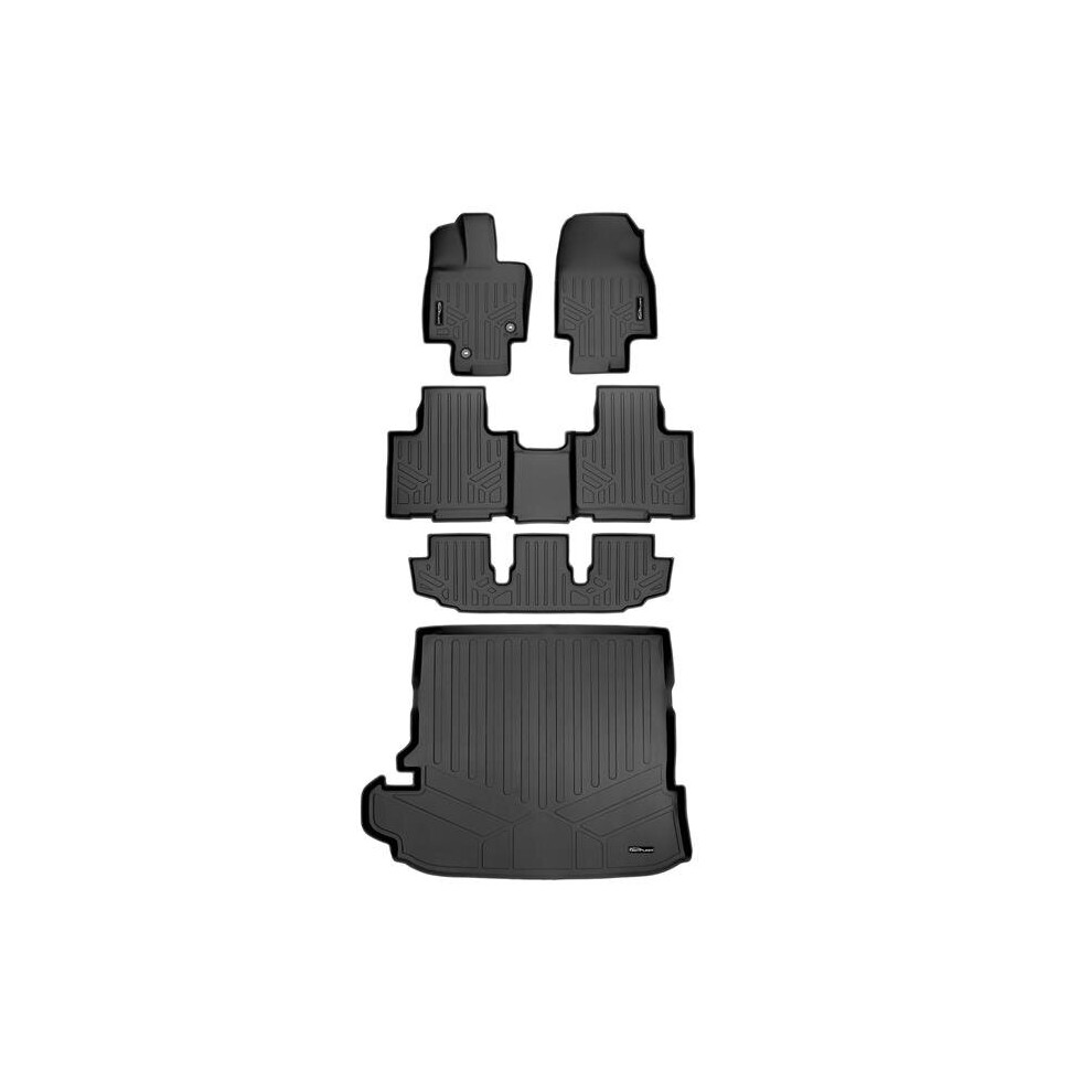 Smartliner Sa0500-B0522-C0500-D0500 3 Row Behind 2Nd Row Floor Mats & Cargo Liner For 2020-2022 Toyota Highlander, Black 840004628318