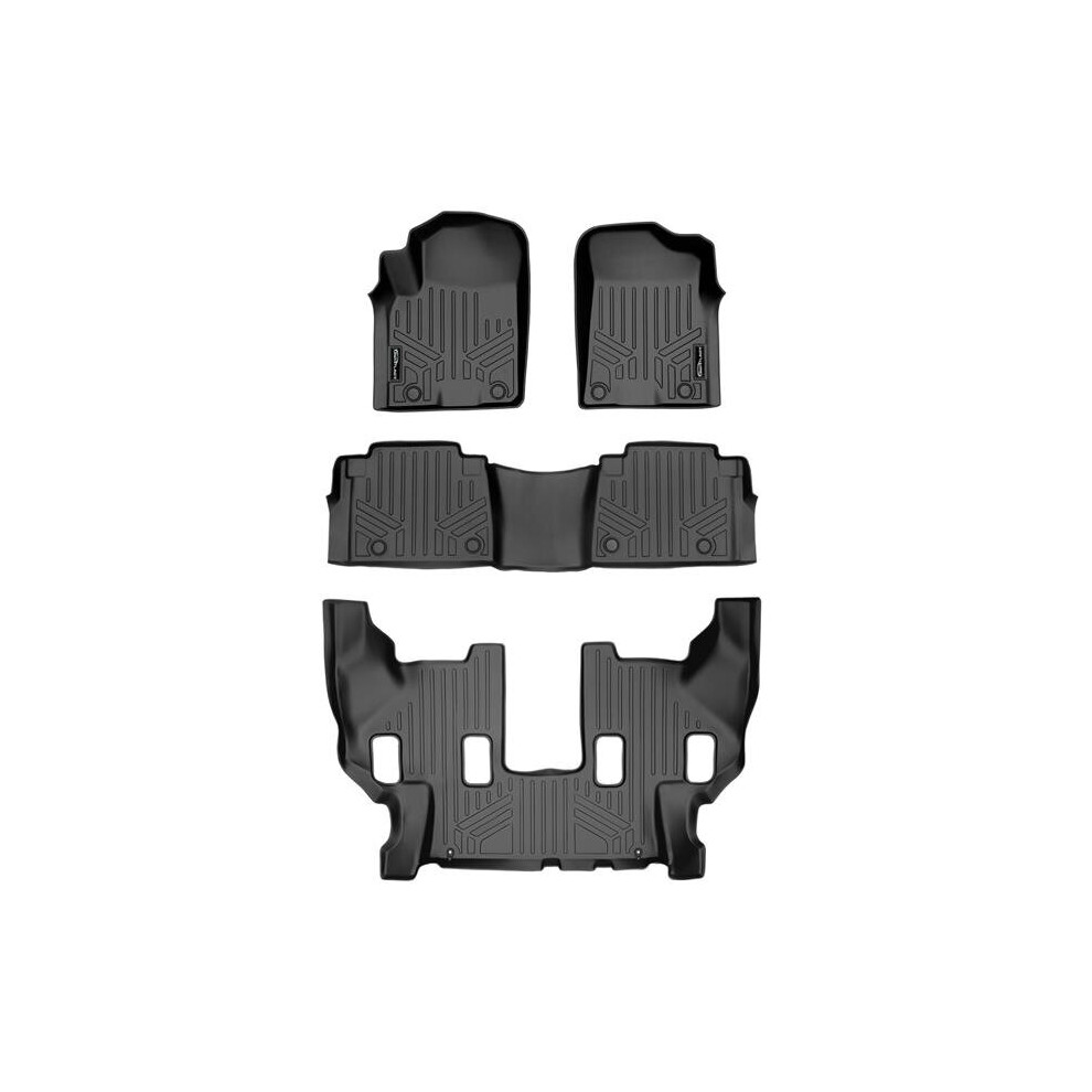 Smartliner Sa0504-B0504-C0242 All Weather Custom Fit 3 Row Floor Mats Liner Set For 2019-2022 Nissan Armada, Black 840004628202