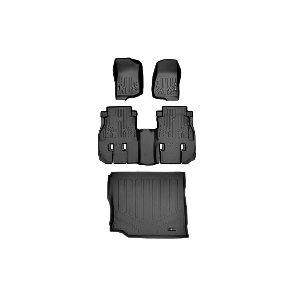 Smartliner Sa0316-R-B0316-D0414 All Weather Custom Fit 2 Row Floor Mats & Cargo Liner Set For 2021 Jeep Wrangler, Black 840004628790