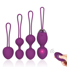 Silicone Kegel Balls, Set of 4 with Remote Control “Mandy” Purple