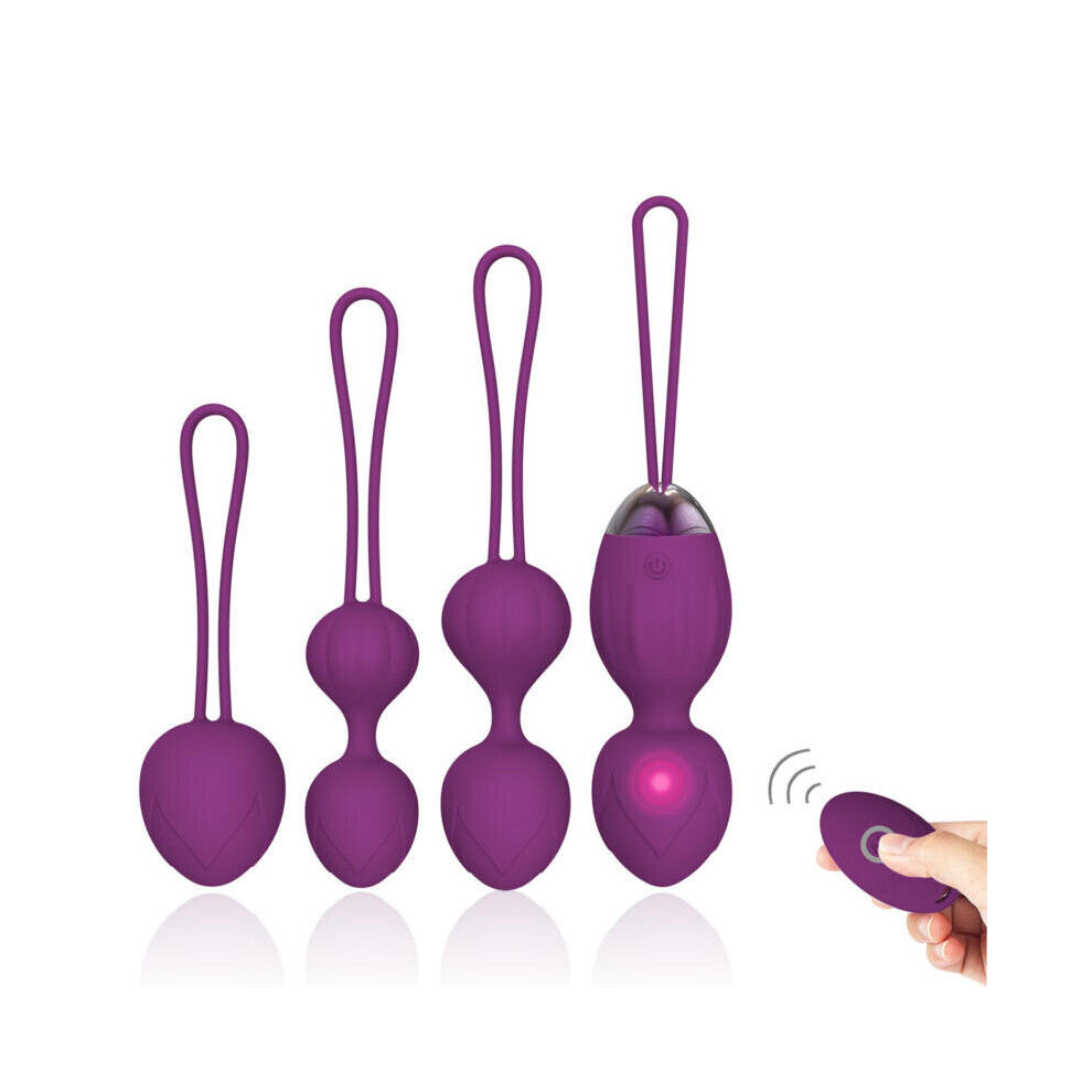 Y-Love Purple Silicone Kegel Balls, Set Of 4 With Remote Control ÂMandyâ