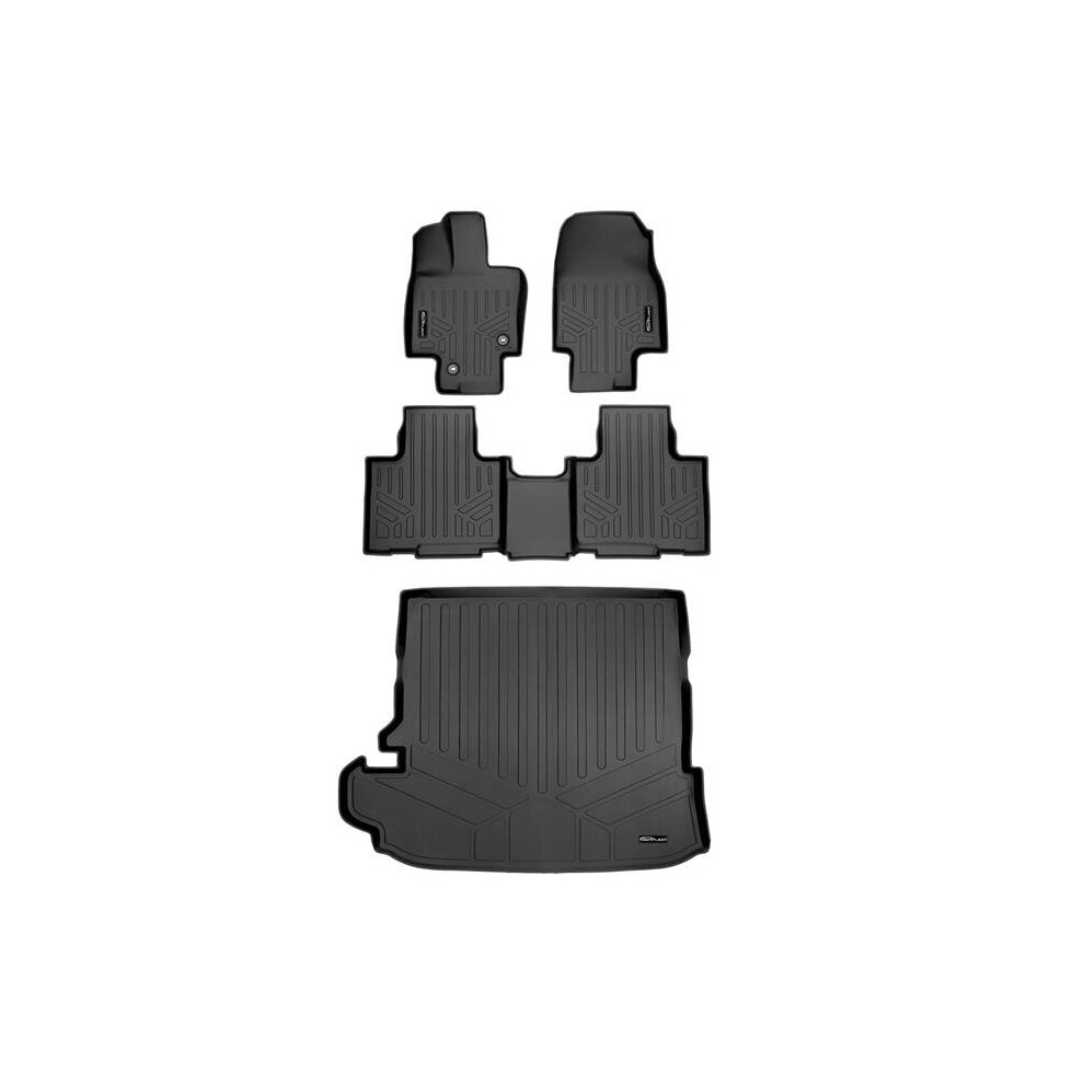 Smartliner Sa0500-B0522-D0500 2 Row Behind Floor Mats & Cargo Liner For 2020-2022 Toyota Highlander, Black 840004628356