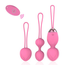 Silicone Kegel Balls, Set of 3 with Remote Control “Cherry” Pink