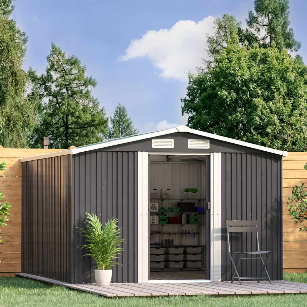 10ft x 8ft Metal Garden Shed Outdoor Storage Tool Shed
