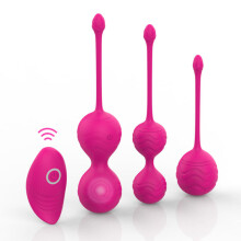 Silicone Kegel Balls, Set of 3 with Remote Control “Marina” Peach